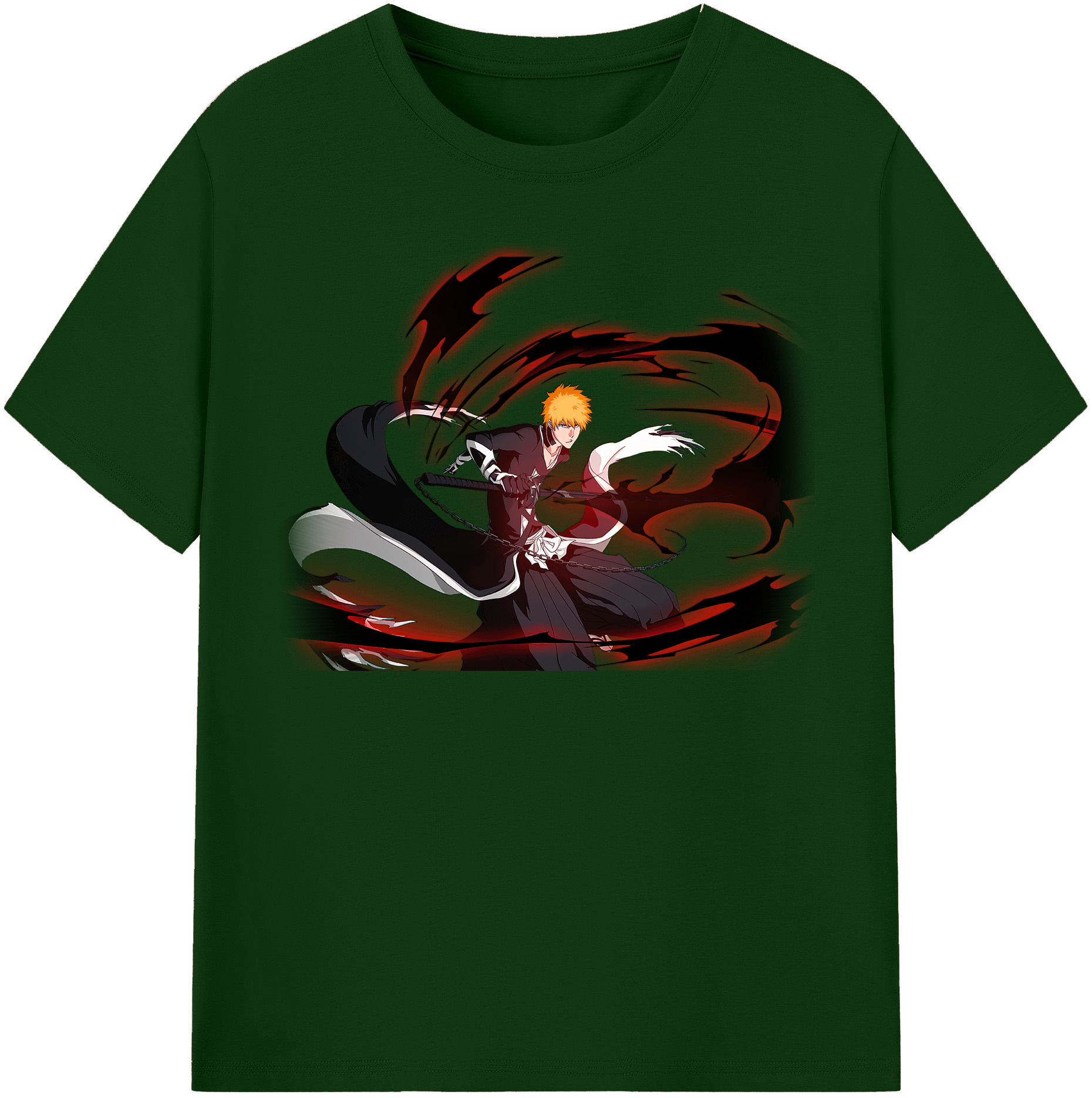 （画像用） ブリーチ 黒崎一護（くろさき いちご）BLEACH Kurosaki Ichigo 綿100％半袖Tシャツ（フロントプリント）